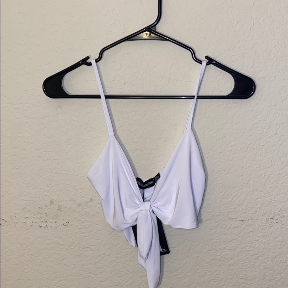 White Bandeau Tie Top